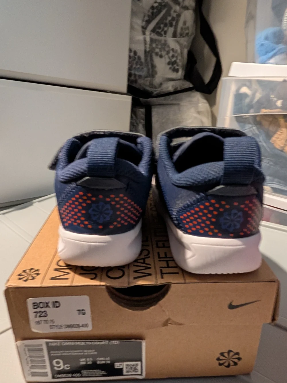 Kids Navy Blue Nike Sneakers with Hook-and-Loop Straps